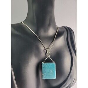 Vintage Sterling Silver Blue Stone Pendant Minimalist Boho Jewelry Gift for Her